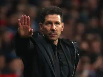 Simeone, durante el partido contra el Barcelona Simeone, durante el partido contra el Barcelona