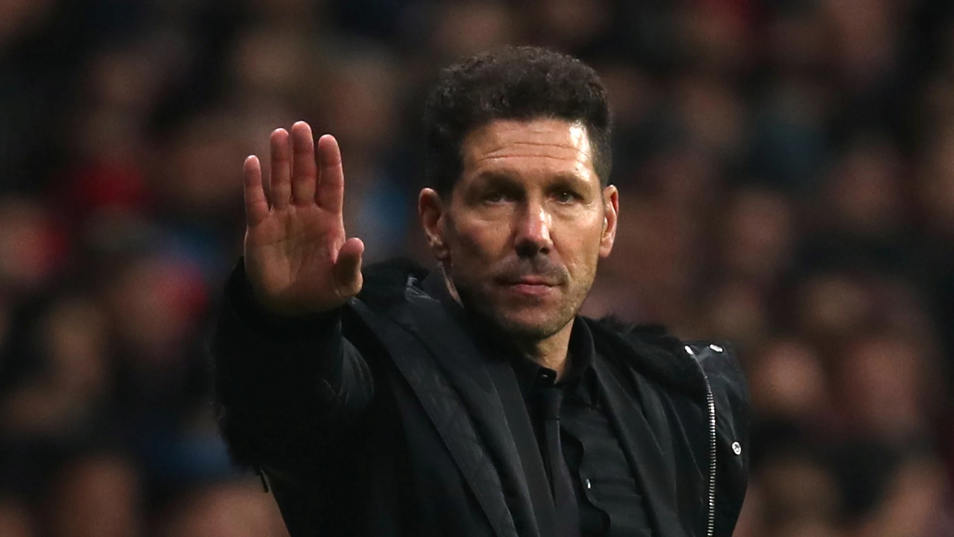 Simeone, durante el partido contra el Barcelona Simeone, durante el partido contra el Barcelona