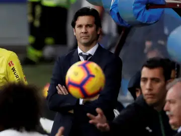 Solari, durante el partido contra el Eibar Solari, durante el partido contra el Eibar