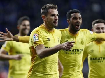 Stuani celebra uno de sus goles contra el Espanyol