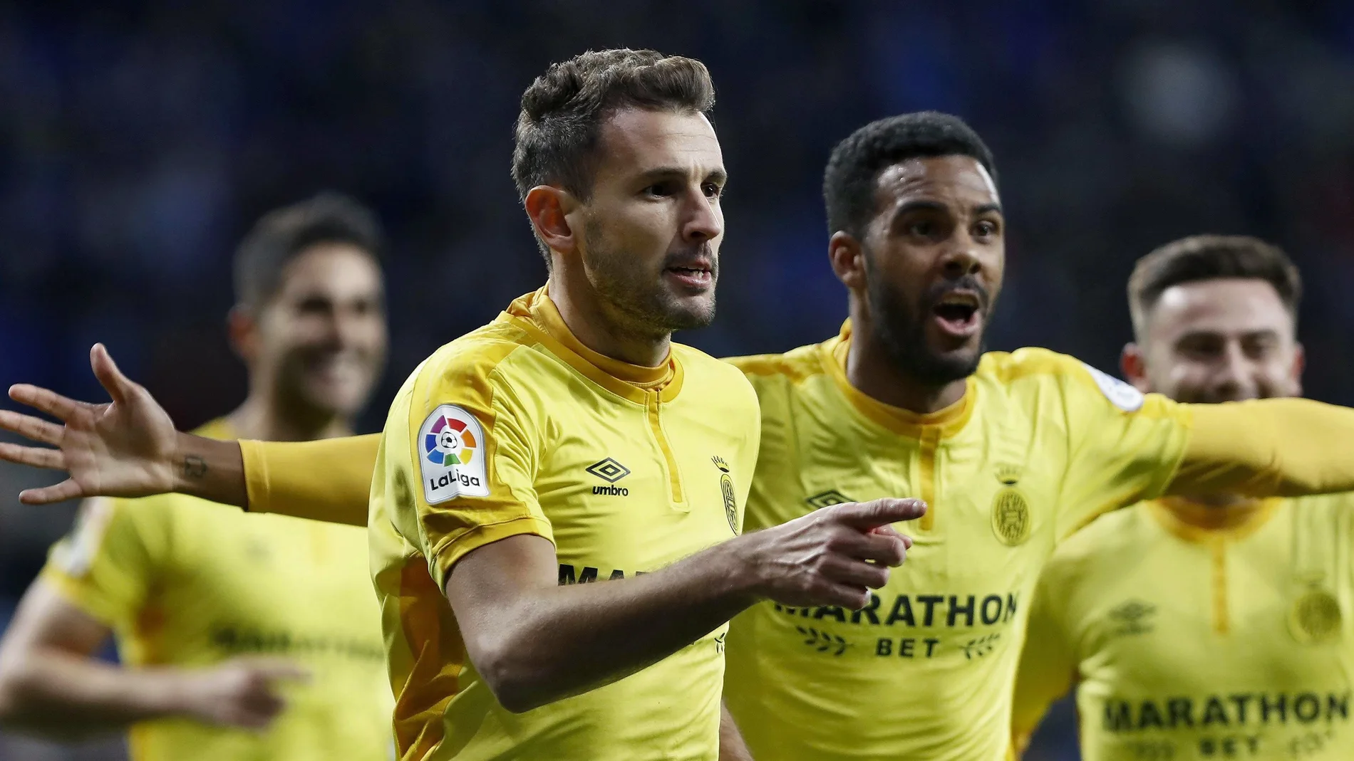Stuani celebra uno de sus goles contra el Espanyol Stuani celebra uno de sus goles contra el Espanyol