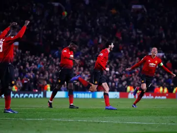 Los jugadores del Manchester United celebran el gol en Old Trafford Los jugadores del Manchester United celebran el gol en Old Trafford