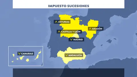 El mapa del impuesto de Sucesiones y Donaciones.  El mapa del impuesto de Sucesiones y Donaciones.