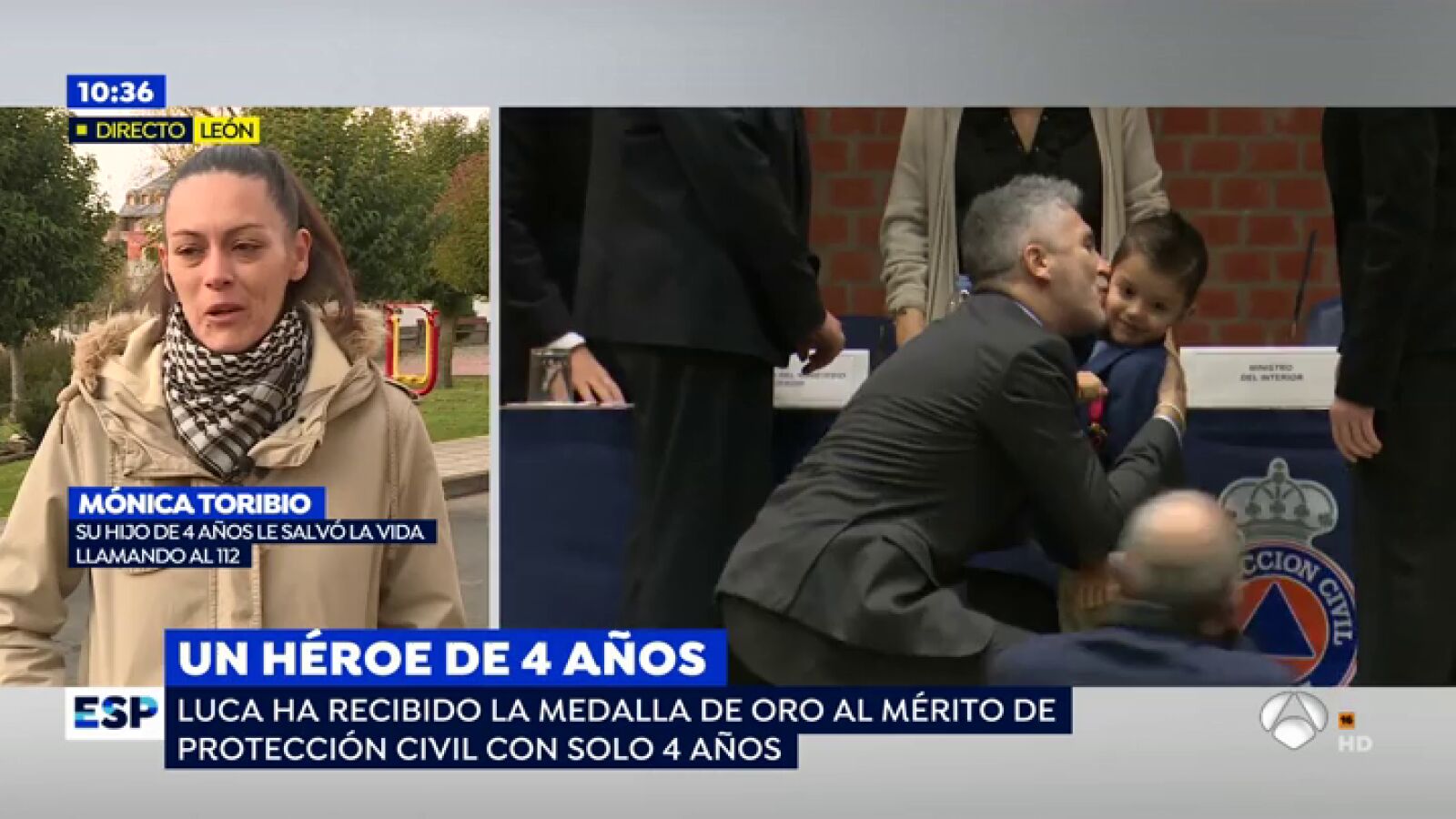 Un niño de 4 años recibe la Medalla de Oro al Mérito de Protección Civil por salvar a su madre enferma: 