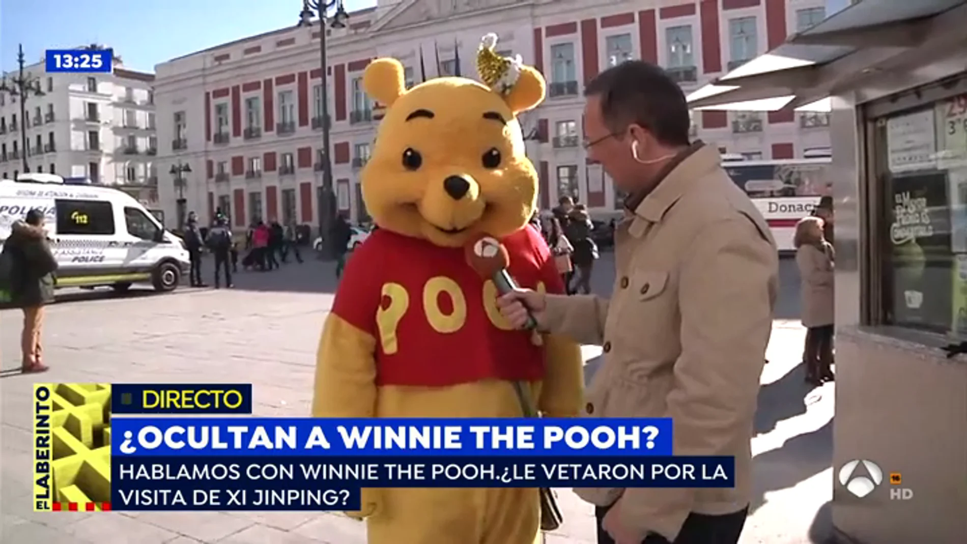 El muñeco 'Winnie the Pooh' de la Puerta del Sol.