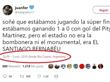 El premonitorio tuit de la sede de la Copa Libertadores El premonitorio tuit de la sede de la Copa Libertadores