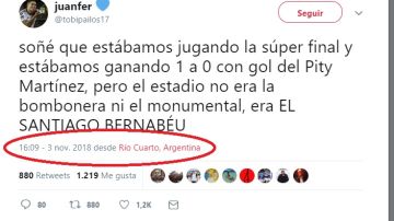 El premonitorio tuit de la sede de la Copa Libertadores