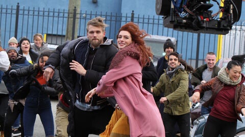 Anne Hathaway en el rodaje