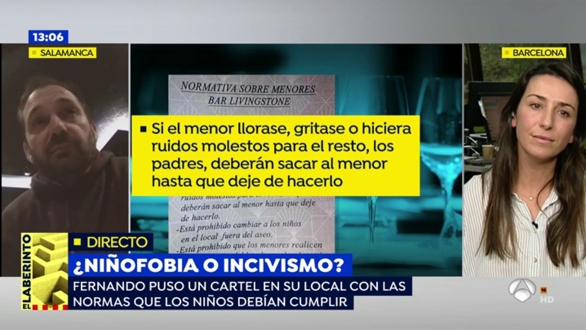 Un restaurante de Salamanca coloca un cartel con las normas que deben cumplir los ni&ntilde;os en el establecimiento: "El menor no es responsable, los mal educados son los padres"