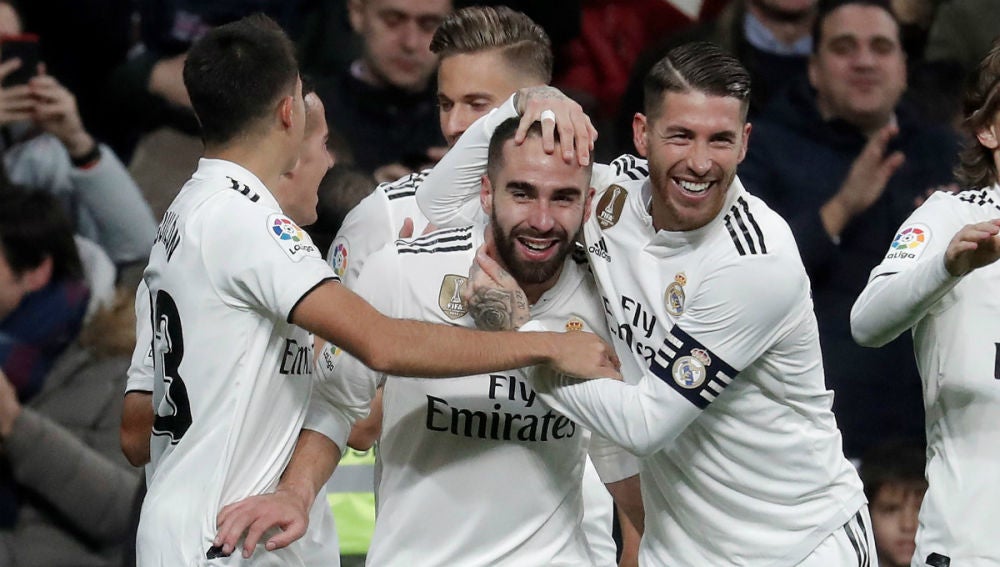 El Real Madrid celebra un gol