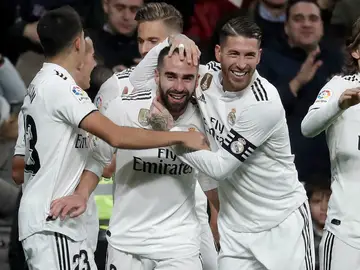 El Real Madrid celebra un gol El Real Madrid celebra un gol