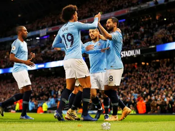 Los jugadores del Manchester City celebran un gol Los jugadores del Manchester City celebran un gol