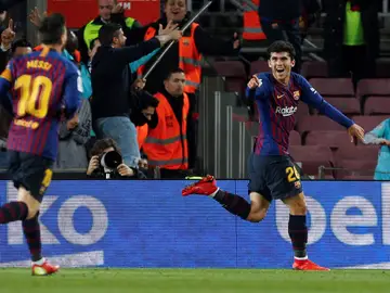 Carles Aleñá celebra su gol ante el Villarreal Carles Aleñá celebra su gol ante el Villarreal