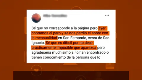 Una familia en paro pierde un sobre con la prestación por desempleo y lo recupera gracias a Facebook Una familia en paro pierde un sobre con la prestación por desempleo y lo recupera gracias a Facebook