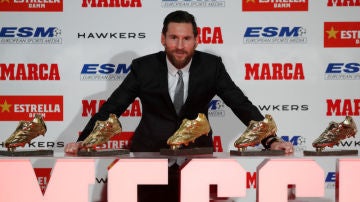Leo Messi cuando ganó su quinta Bota de Oro