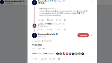 Dembelé contesta a un tuitero Dembelé contesta a un tuitero