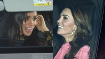 Meghan Markle y Kate Middleton llegando al almuerzo