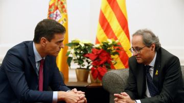 El presidente del Gobierno, Pedro Sánchez, y el presidente de la Generalitat, Quim Torra