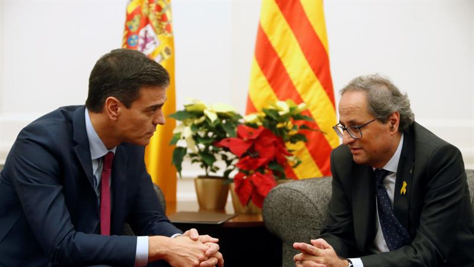 El presidente del Gobierno, Pedro S&aacute;nchez, y el presidente de la Generalitat, Quim Torra