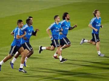 El Real Madrid, durante un entrenamiento El Real Madrid, durante un entrenamiento