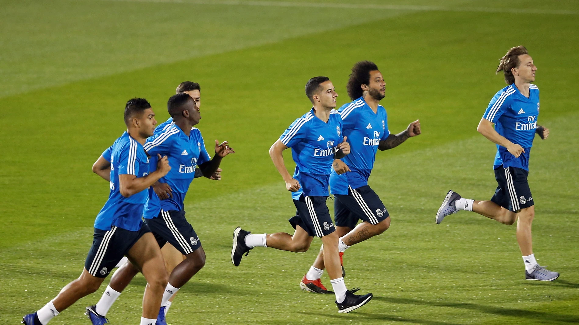 El Real Madrid, durante un entrenamiento El Real Madrid, durante un entrenamiento