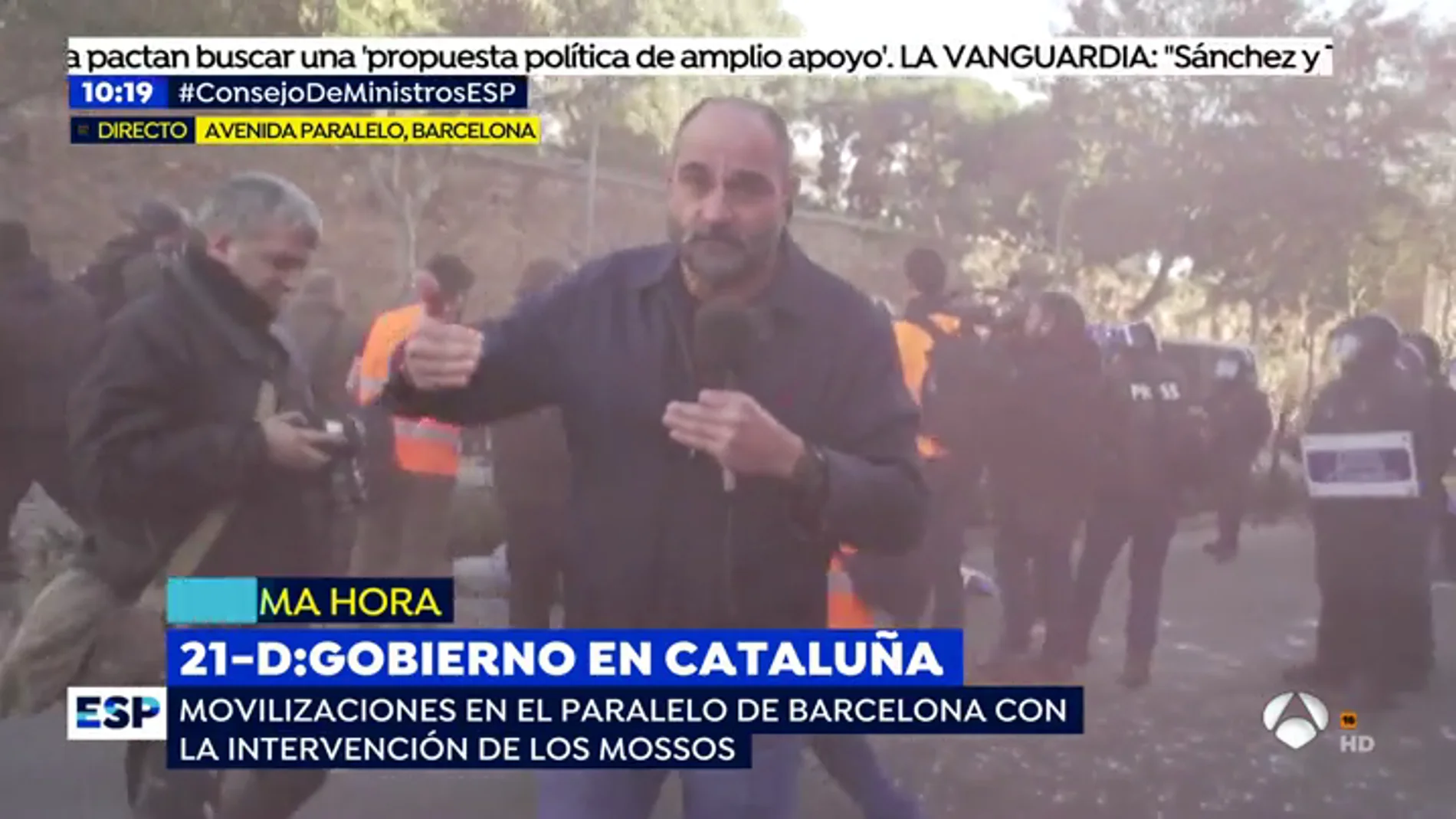 Raul García, en medio de los disturbios en Barcelona por el 21-D