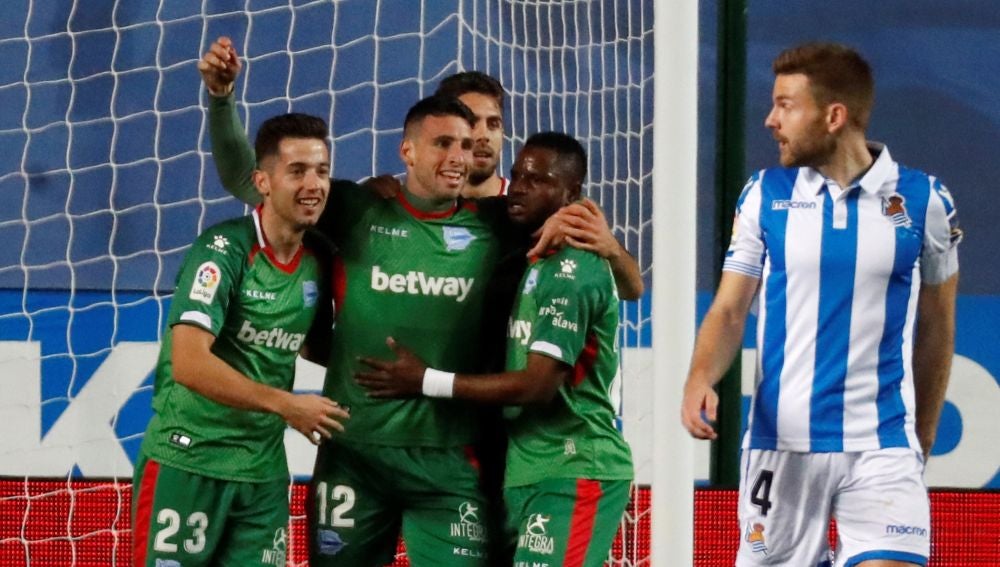 Calleri celebra su gol contra la Real Sociedad