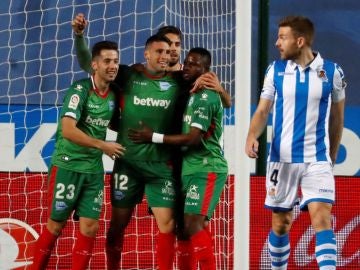 Calleri celebra su gol contra la Real Sociedad