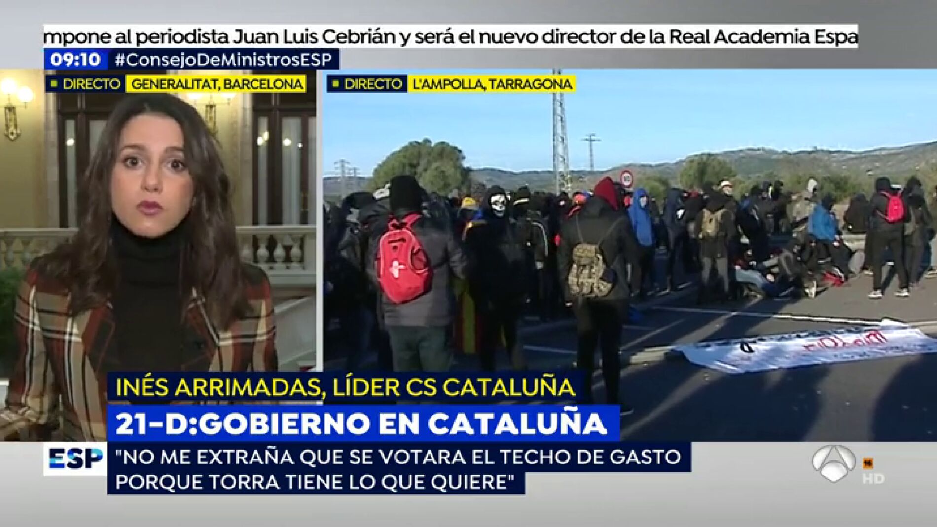 In&eacute;s Arrimadas: "Cuando Pedro S&aacute;nchez habla con Torra cree que est&aacute; hablando con Catalu&ntilde;a y se equivoca"