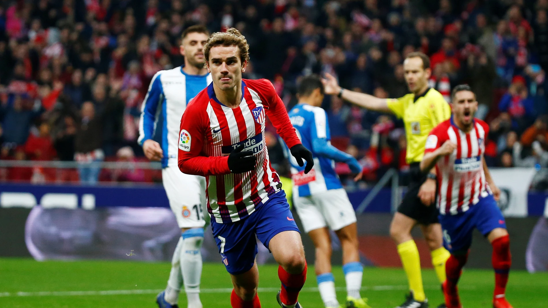 Griezmann celebra su gol contra el Espanyol Griezmann celebra su gol contra el Espanyol