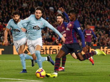 Momento del partido entre Barcelona y Celta