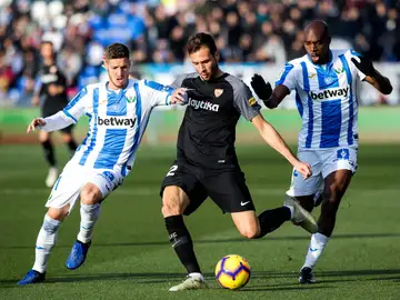 El 'Mudo' Vázquez, durante el partido contra el Leganés El 'Mudo' Vázquez, durante el partido contra el Leganés
