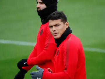 Thiago Silva, durante un entrenamiento con el PSG Thiago Silva, durante un entrenamiento con el PSG