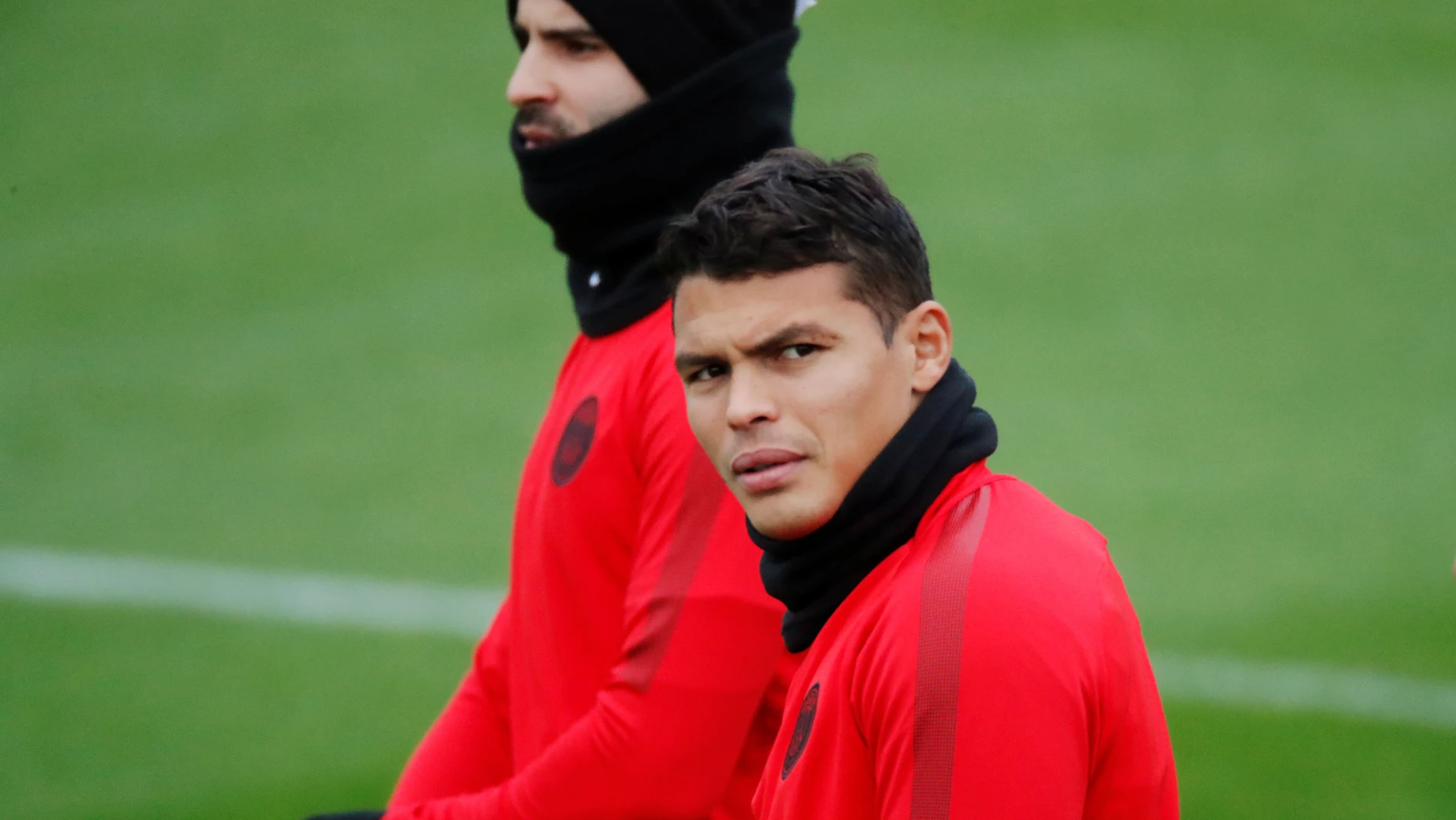 Thiago Silva, durante un entrenamiento con el PSG Thiago Silva, durante un entrenamiento con el PSG