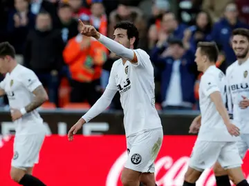 El Valencia celebra un gol El Valencia celebra un gol