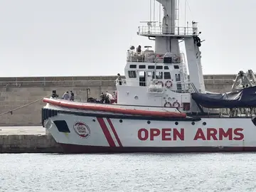 Vista del barco de la Organización de Salvamento Open Arms. Vista del barco de la Organización de Salvamento Open Arms.