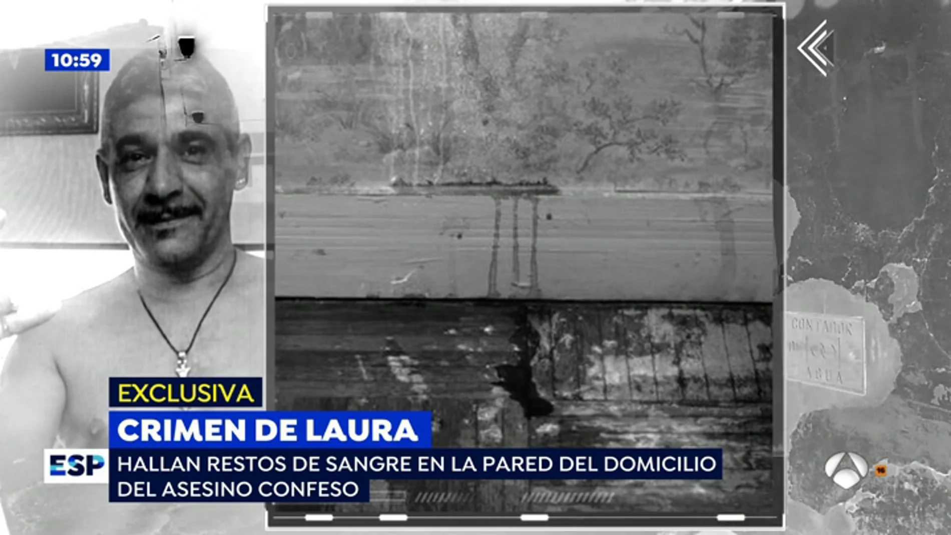 Sangre de Laura Luelmo en las paredes de la casa de Bernardo Montoya.