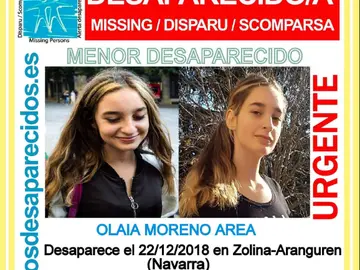 Imagen de la menor desaparecida Imagen de la menor desaparecida