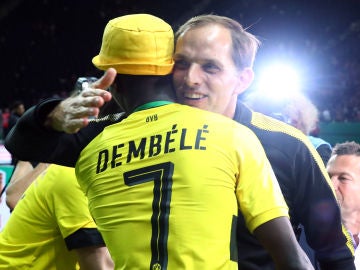 Thomas Tuchel y Dembélé, en su época en el Borussia Dortmund
