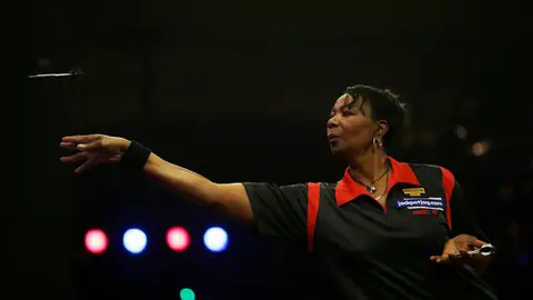 Deta Hedman, en plena competición Deta Hedman, en plena competición