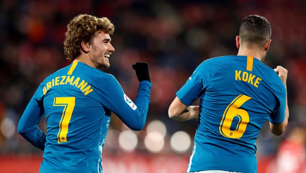 Griezmann celebra su gol en Montilivi