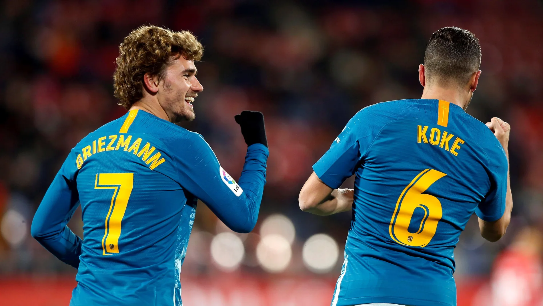 Griezmann celebra su gol en Montilivi Griezmann celebra su gol en Montilivi