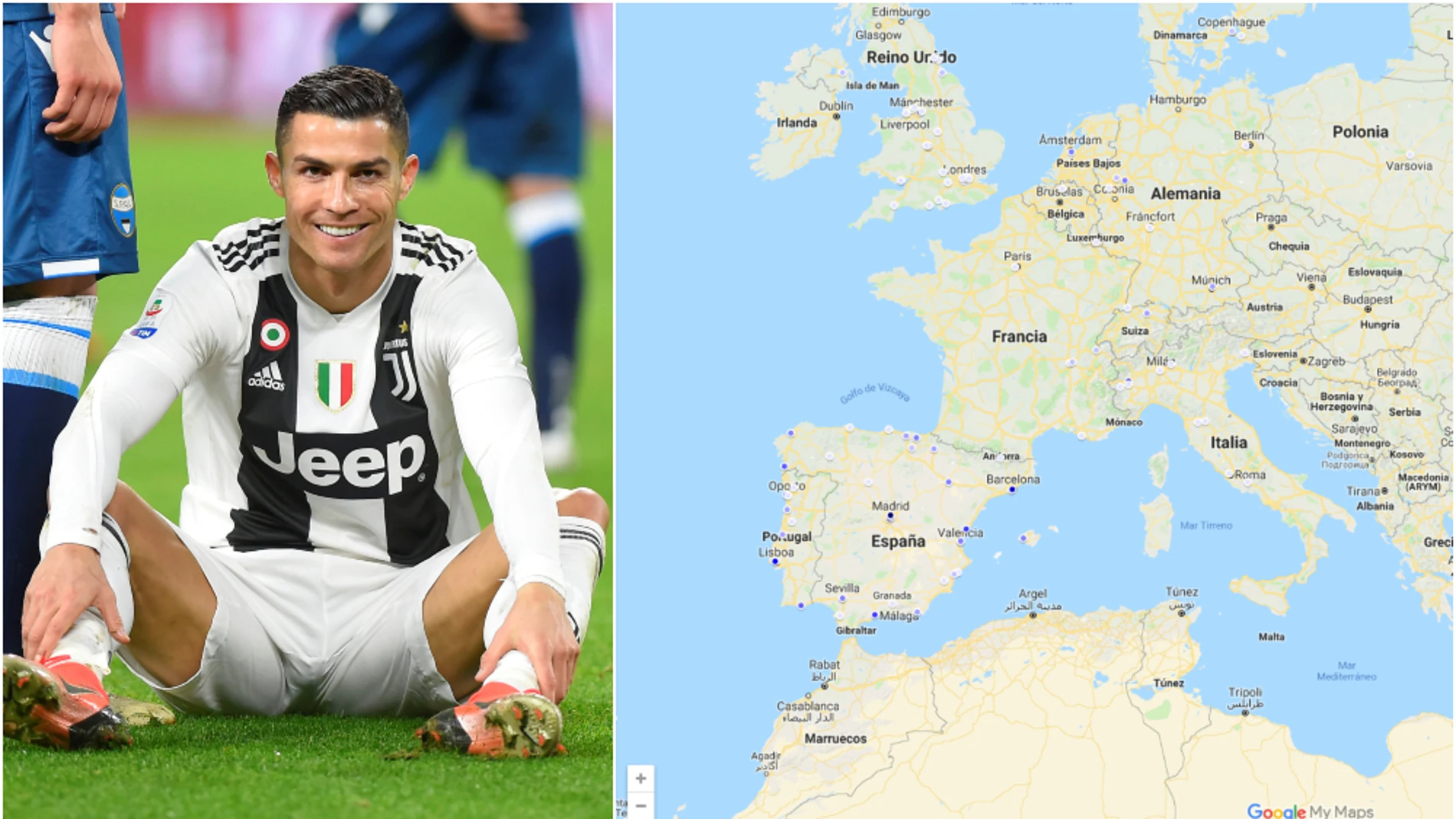 Cristiano Ronaldo y el mapa de todos sus goles Cristiano Ronaldo y el mapa de todos sus goles