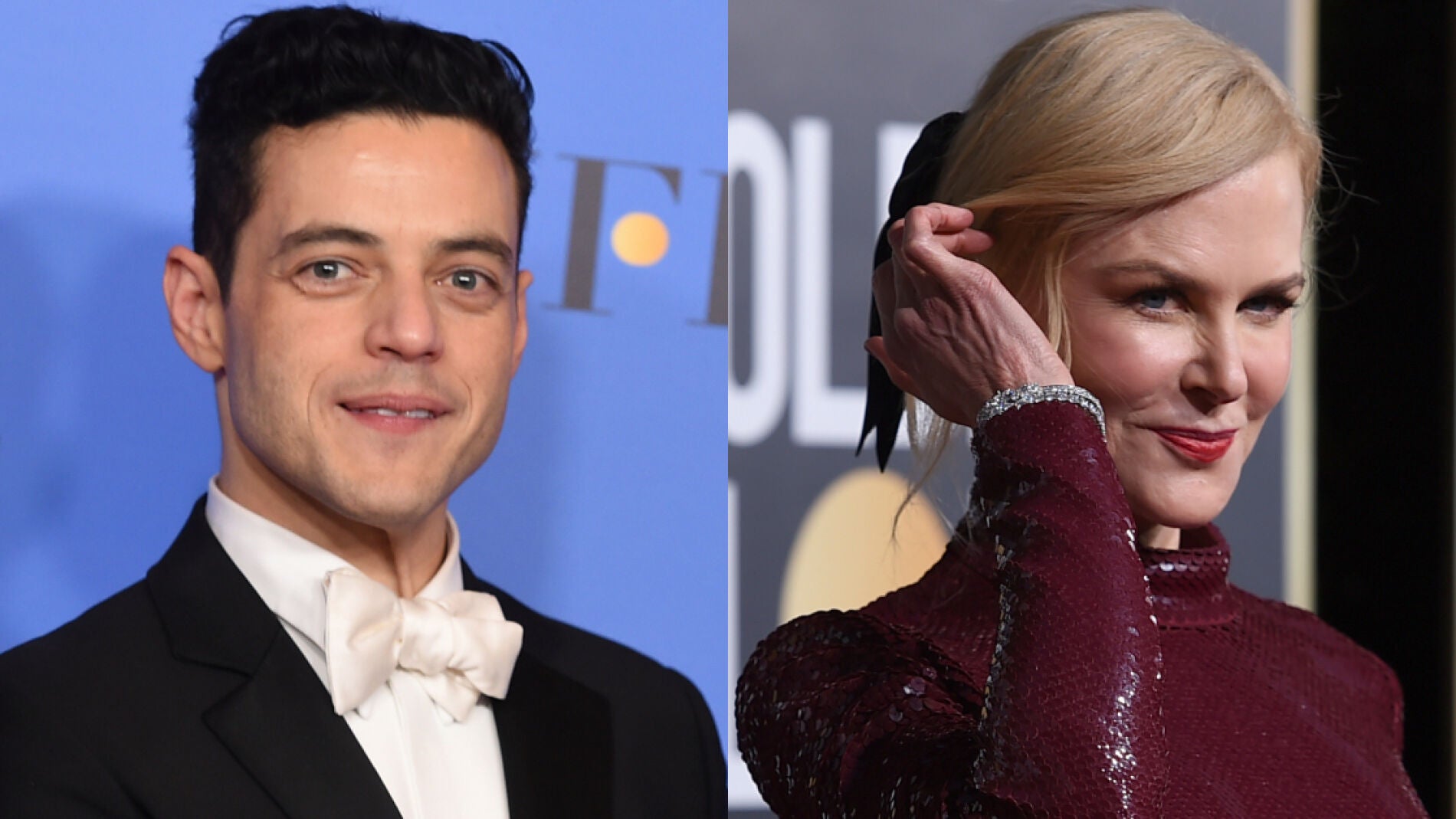 Rami Malek y Nicole Kidman en Los Globos de Oro