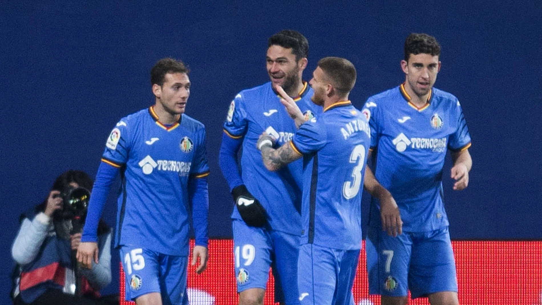 Los jugadores del Getafe celebran el gol de Jorge Molina contra el Villarreal Los jugadores del Getafe celebran el gol de Jorge Molina contra el Villarreal