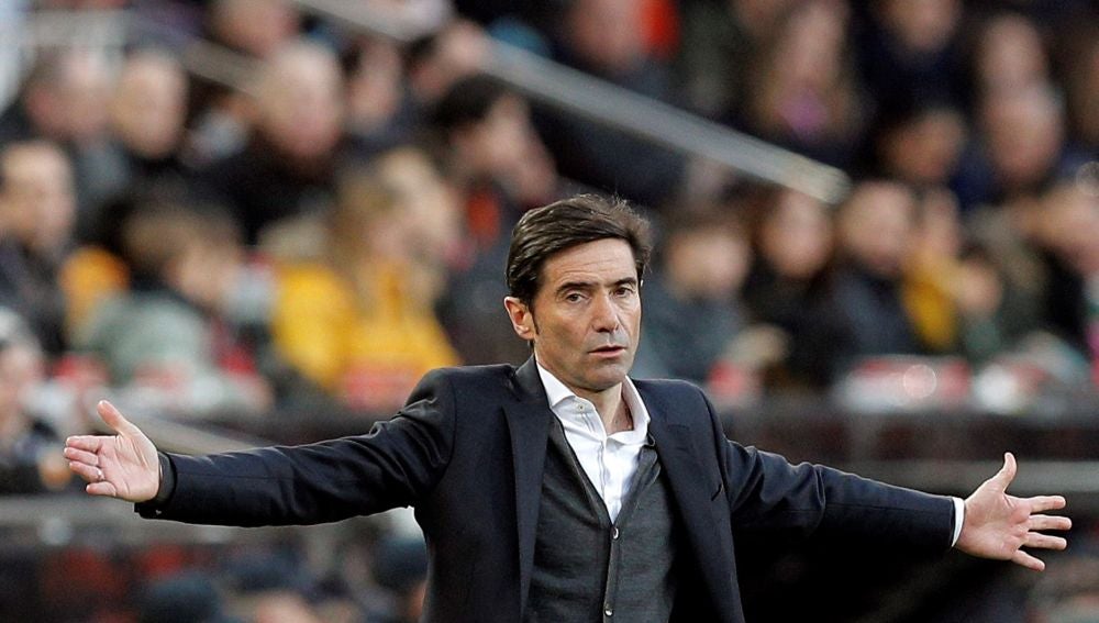 Marcelino, durante el partido contra el Valladolid