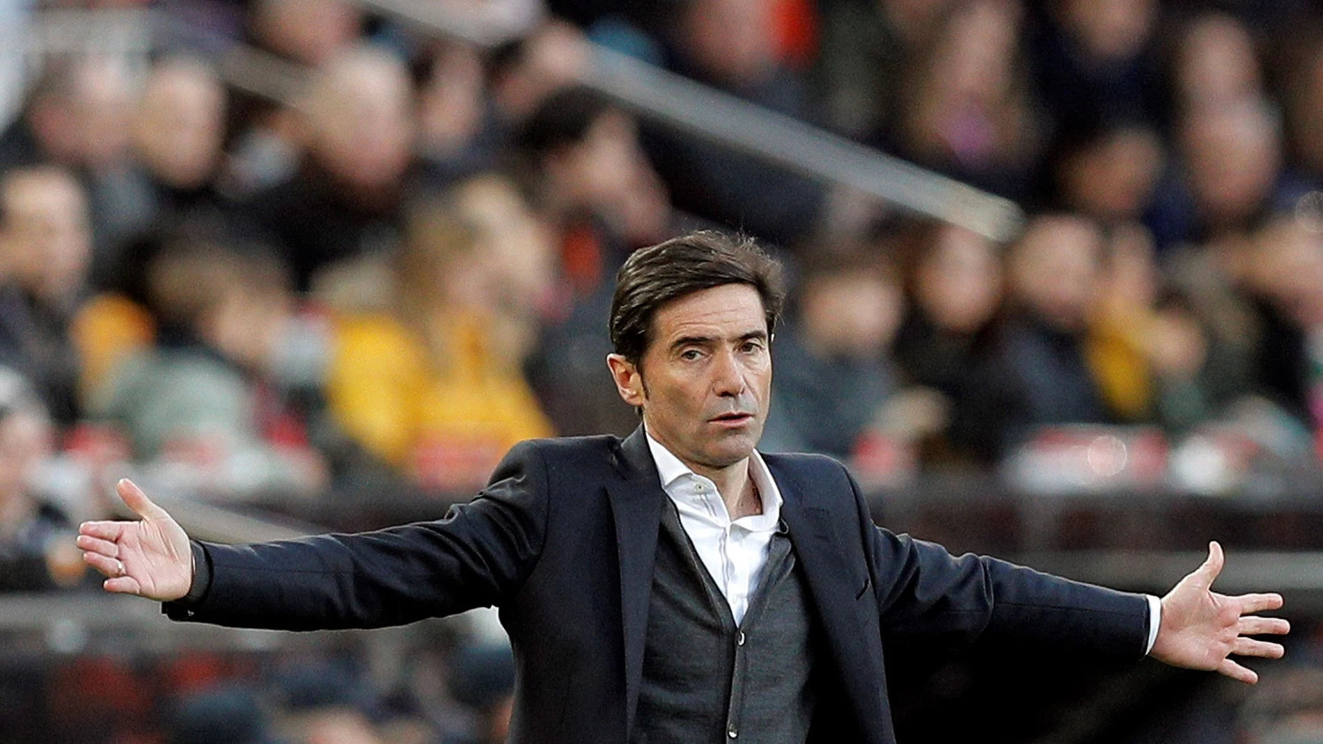 Marcelino, durante el partido contra el Valladolid Marcelino, durante el partido contra el Valladolid