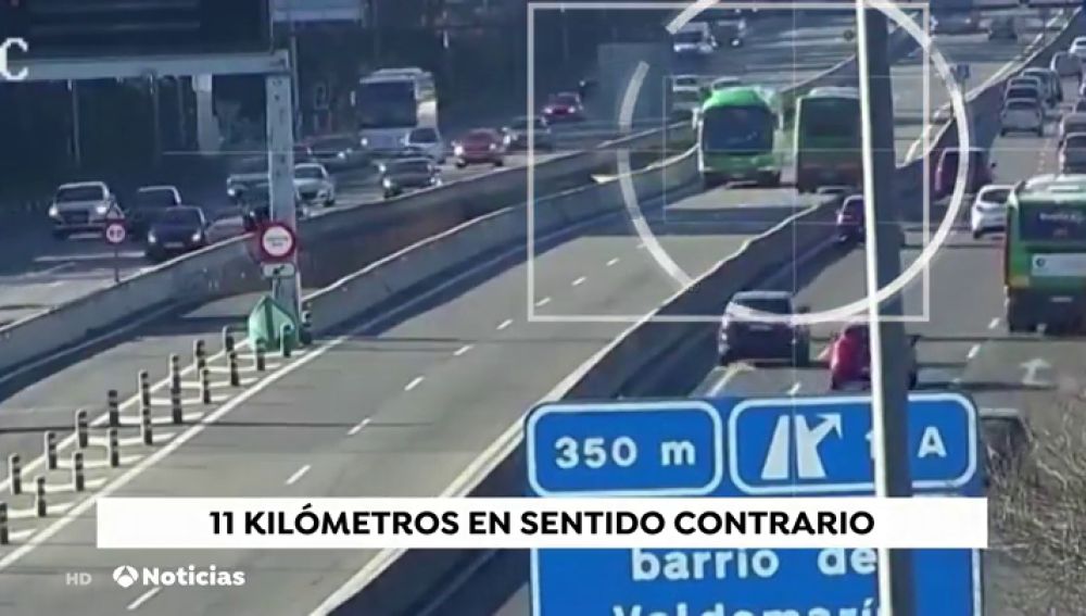 Un autobús con pasajeros circula 11 kilómetros en sentido contrario en el bus vao de Madrid