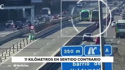 Un autobús con pasajeros circula 11 kilómetros en sentido contrario en el bus vao de Madrid Un autobús con pasajeros circula 11 kilómetros en sentido contrario en el bus vao de Madrid