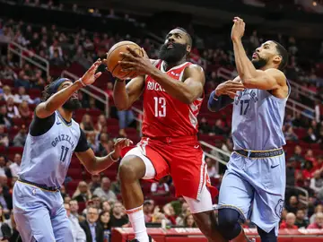 James Harden, en acción ante los Grizzlies James Harden, en acción ante los Grizzlies